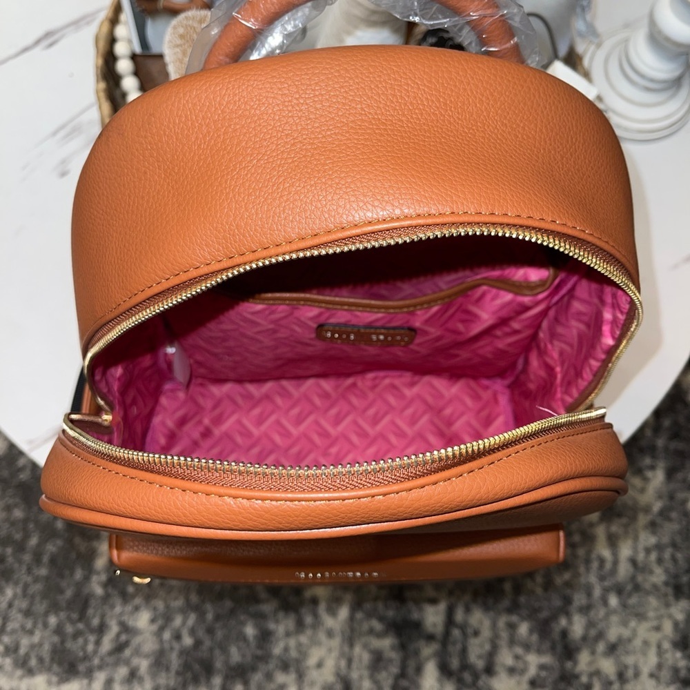 ISAAC MIZRAHI LIVE! Faux Pebble Leather Backpack in Cognac - Picture 7 of 12